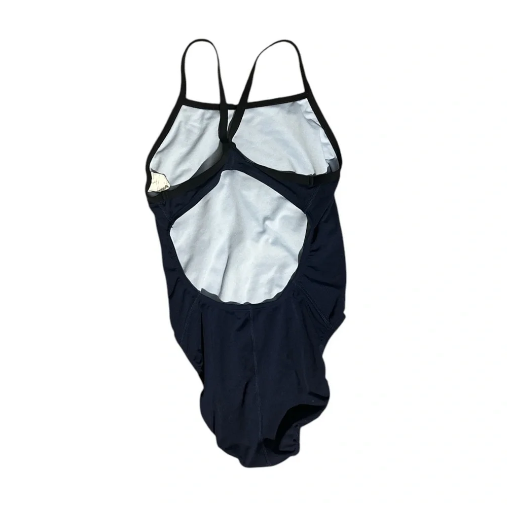 Nike HydraStrong, Racerback One-Piece Swimsuit, Size XS,Black/Navy Blue,Stretchy